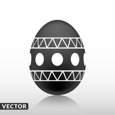 Black easter egg with Exotic pattern, vector, Illustration.