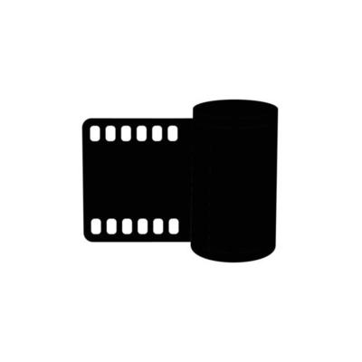 Roll Film Silhouette. Black and White Icon Design Element on Isolated White Background