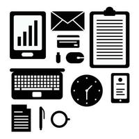 Office Object Silhouette. Black and White Icon Design Element on Isolated White Background vector