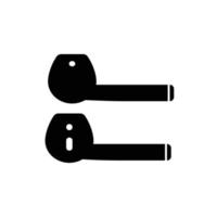 Wireless Earphone Silhouette. Black and White Icon Design Element on Isolated White Background vector