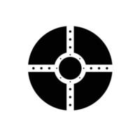 silueta de escudo vikingo. elemento de diseño de icono en blanco y negro sobre fondo blanco aislado vector