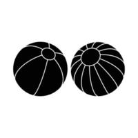 Beach Ball Black and White Icon. Silhouette Design Element on Isolated White Background vector