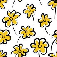 patrón sin costuras de flores silvestres amarillas sobre un fondo blanco vector