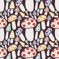 Seamless pattern with wild mushrooms and toadstools. Vector illustration in a flat style