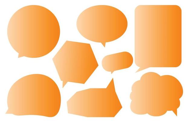 Set orange speech bubbles on white background. chat box or chat vector square and doodle message or communication icon Cloud speaking for comics and minimal message dialog