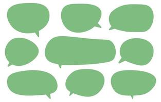 establecer burbujas de voz verdes sobre fondo blanco. vector de chat y mensaje de garabato o nube de icono de comunicación hablando de cómics y diálogo de mensaje mínimo
