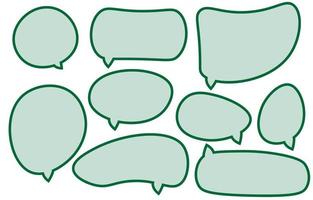 Set green speech bubbles on white background. chat box or chat vector square and doodle message or communication icon Cloud speaking for comics and minimal message dialog