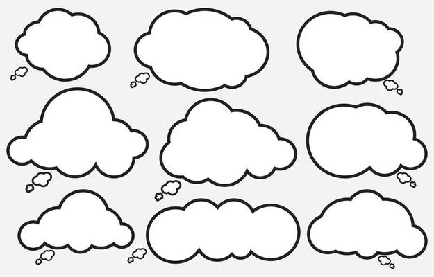 Set speech bubbles on white background. chat box or chat vector doodle message or communication icon Cloud speaking for comics and minimal message dialog