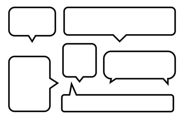 Set speech bubbles on white background. chat box or chat vector square and doodle message or communication icon Cloud speaking for comics and minimal message dialog