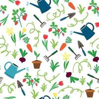 Decorative Seamless Pattern with Garden Tools. Gardening Seamless Pattern vector