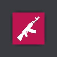 automatic gun icon, assault rifle, weapon, vector illustration