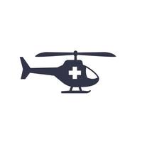 ambulancia aérea, icono de helicóptero médico en blanco vector