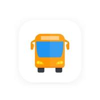 Bus icon, front view, flat style, vector illustration