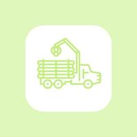 Forwarder line icon, lorry,  logging truck, forestry vehicle, logger, truck with timber icon on white, vector illustration