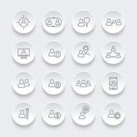 conjunto de iconos de línea de personal, recursos humanos, hr, equipo, empleado, ilustración vectorial vector