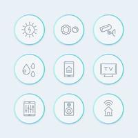 Smart House line icons, smart electronics, internet of things round icons, vector illustration