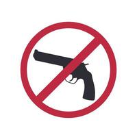 no guns allowed, no weapons sign with revolver, gun silhouette, vector illustration