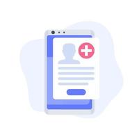 online medical history, patient file in app, vector