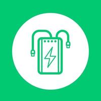 icono lineal del banco de energía, cargador portátil vector