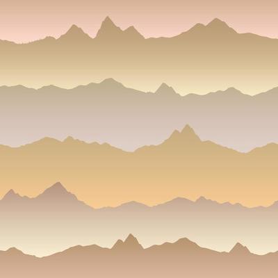 Abstract wavy mountain skyline background. Fall nature seamless pattern. Dynamic motion wave texture