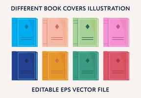 Set of vibrant books for reading. Group of colorful book covers designs. Color flat vector illustration on isolated background.