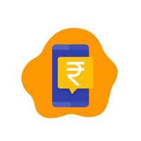 Mobile payment icon with rupee vector