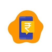 Mobile payment icon with rupee vector