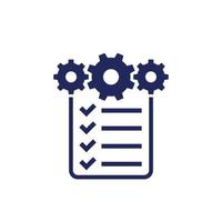 project management icon, checklist and gears vector