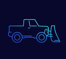 snowplow line icon with pickup truck, vector