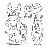 doodle monster character line art vector