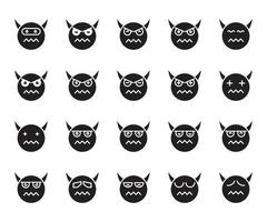conjunto de emoticonos de demonio y diablo nervioso vector