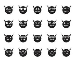 nervous devil and demon emoticons set vector