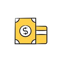 ilustración de tema amarillo de icono de billete de dólar vector