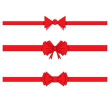 red ribbon with bow tie decoration vector