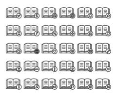 open book icons set line illustration vector