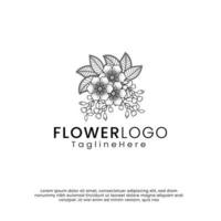 logotipo de flor de belleza de arte lineal. diseño de logotipo de inspiración. ilustración vectorial de plantilla. aislado sobre fondo blanco vector