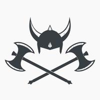 Vikings Helmet and battle axes vector