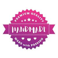 Handmade, Made with Passion badge, label, violet on white vector