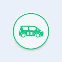 coche eléctrico, icono de vehículo, ev, coche con batería, icono redondo de transporte ecológico, ilustración vectorial vector