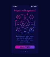 project management mobile banner with line icon vector