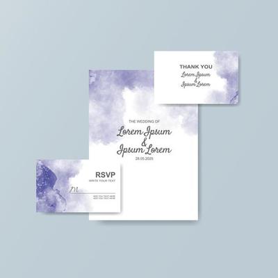 Wedding invitation with abstract watercolor background