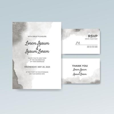 Wedding invitation with abstract watercolor background