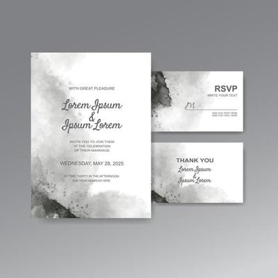 Wedding invitation with abstract watercolor background