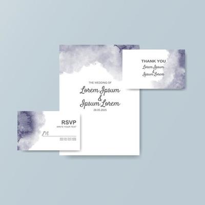 Wedding invitation with abstract watercolor background