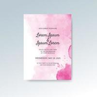 Wedding invitation with abstract watercolor background vector