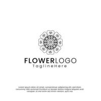 logotipo de flor de belleza de arte lineal. diseño de logotipo de inspiración. ilustración vectorial de plantilla. aislado sobre fondo blanco vector