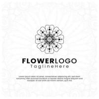 logotipo de flor de belleza de arte lineal. diseño de logotipo de inspiración. ilustración vectorial de plantilla. aislado sobre fondo blanco vector