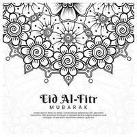 eid al-fitr con fondo de flores mehndi. ilustración abstracta vector