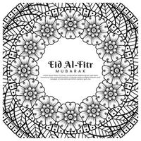 eid al-fitr con fondo de flores mehndi. ilustración abstracta vector