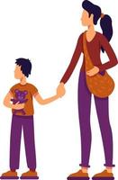 Asylum seeking mother and little son semi flat color vector characters